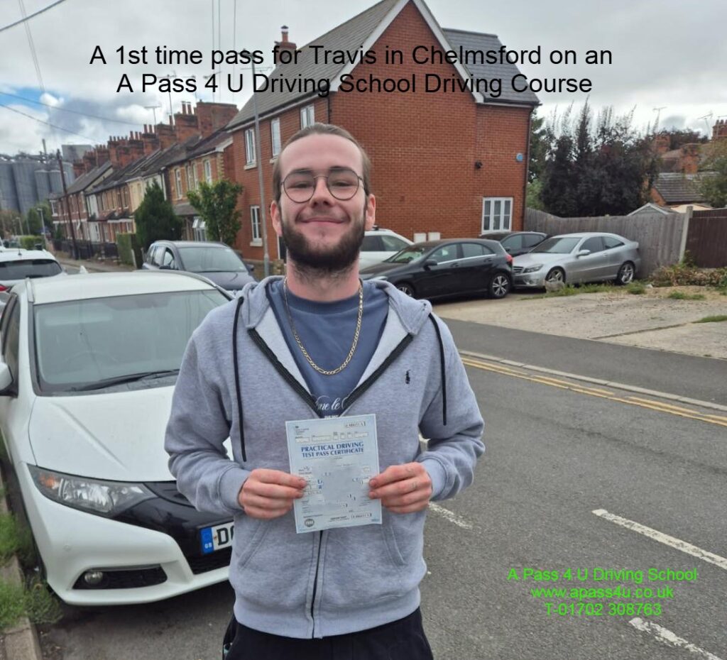 What a fantastic result as Travis W passes his driving test 1st time with A Pass 4 U Driving School's driving instructor Neil in Chelmsford