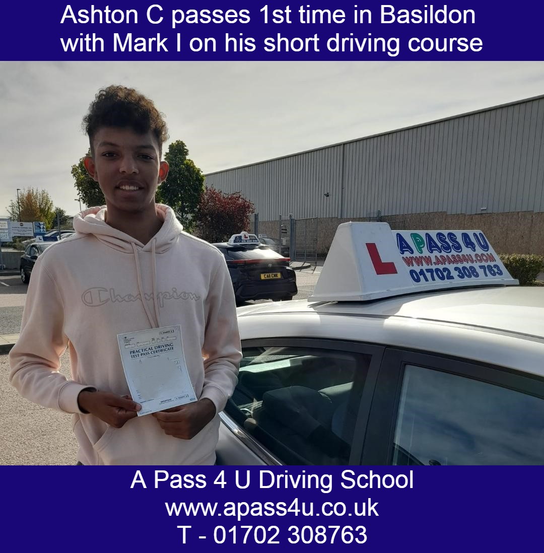 A great 1st time pass for Ashton C with Mark on his driving course in Basildon. Many congrats Ashton from all at A Pass 4 U Driving School