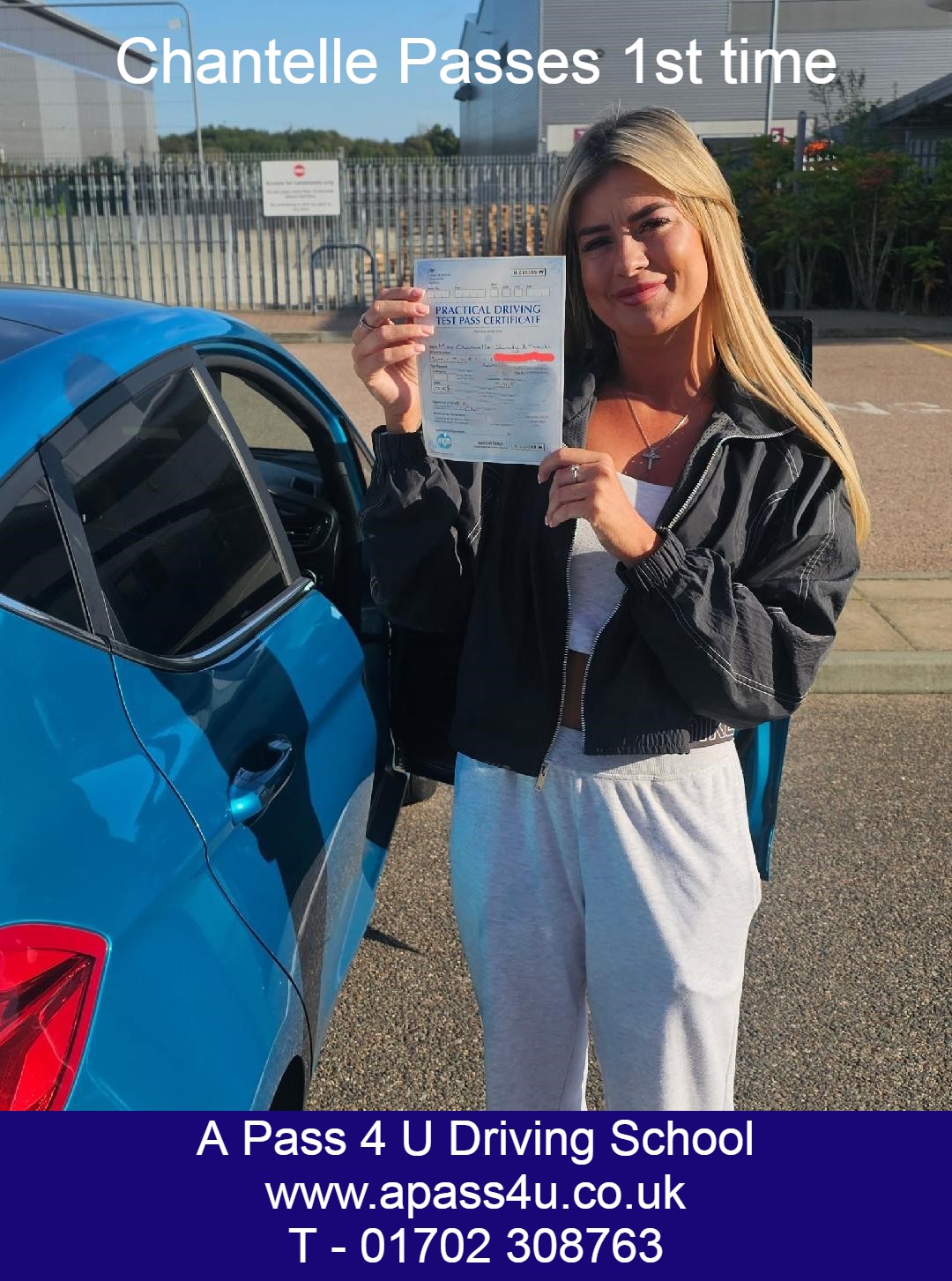 Chantelle S get a driving test pass in Basildon with driving instructor Mike M as part of her short intensive driving course