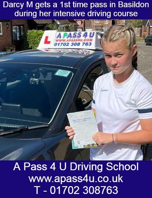 Darcy M smashes her practical driving test with Pete P on her one week driving course at the DVSA Basildon driving test centre