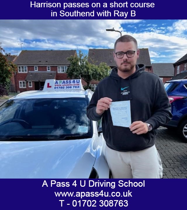Harrison M gets a pass after a short driving course with Ray B in Southend on Sea, it included a practical driving tests and the test prep.