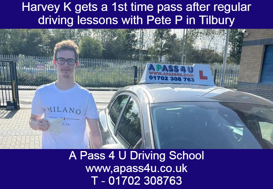 What a result for Harvey K as he passes his driving test after a series of driving lessons with Pete P in Thurrock