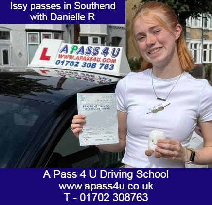 Issy passes her driving test with Danielle R in Southend after a series of regular driving lessons. A fantastic result for Issy and Danielle.