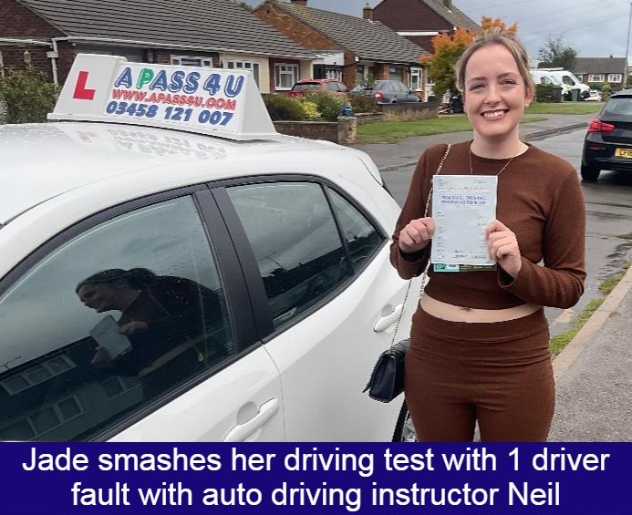 It was an automatic pass for Jade with Neil W after a short driving course in Southend on Sea, Essex. Congratulations Jade!