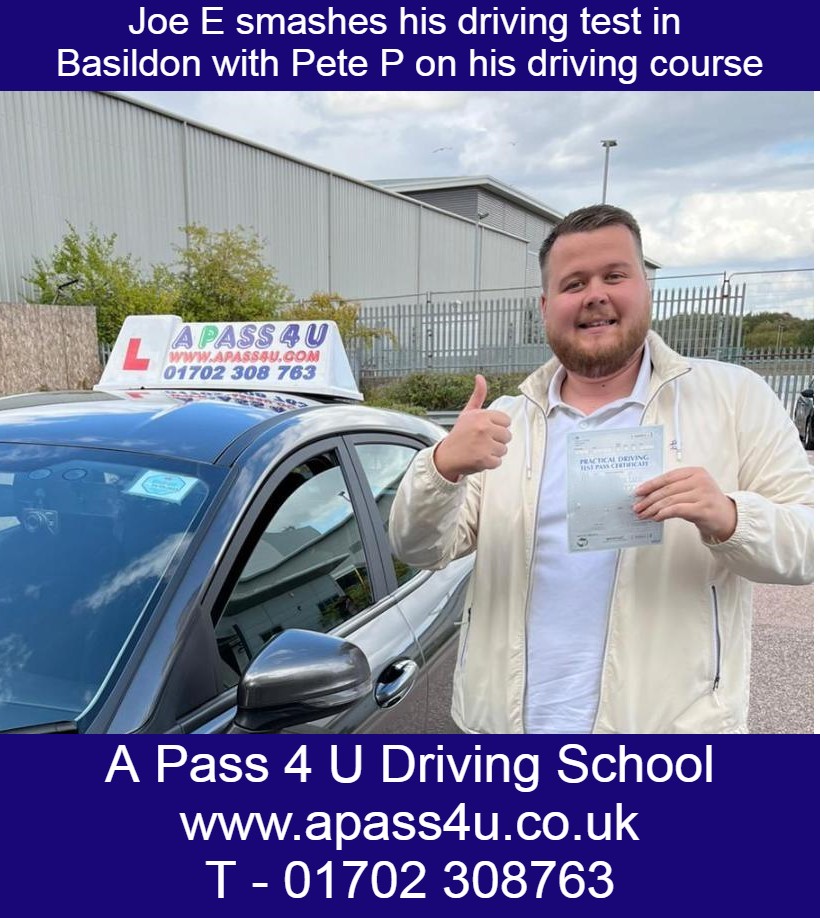 What a result for Joe E on his driving course as he passes his driving test with Pete P in Basildon. Intensive driving courses get results!