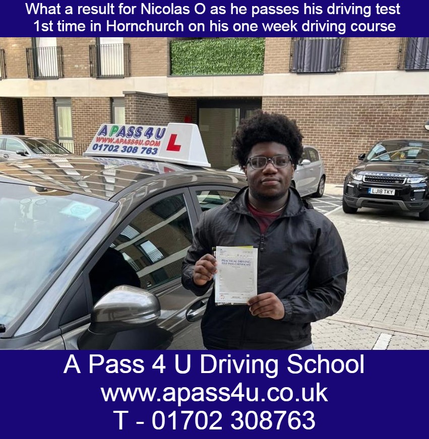 After a weeks intensive driving course Nicolas took his driving test at the DVSA Hornchurch driving test centre on Station Lane, Hornchurch