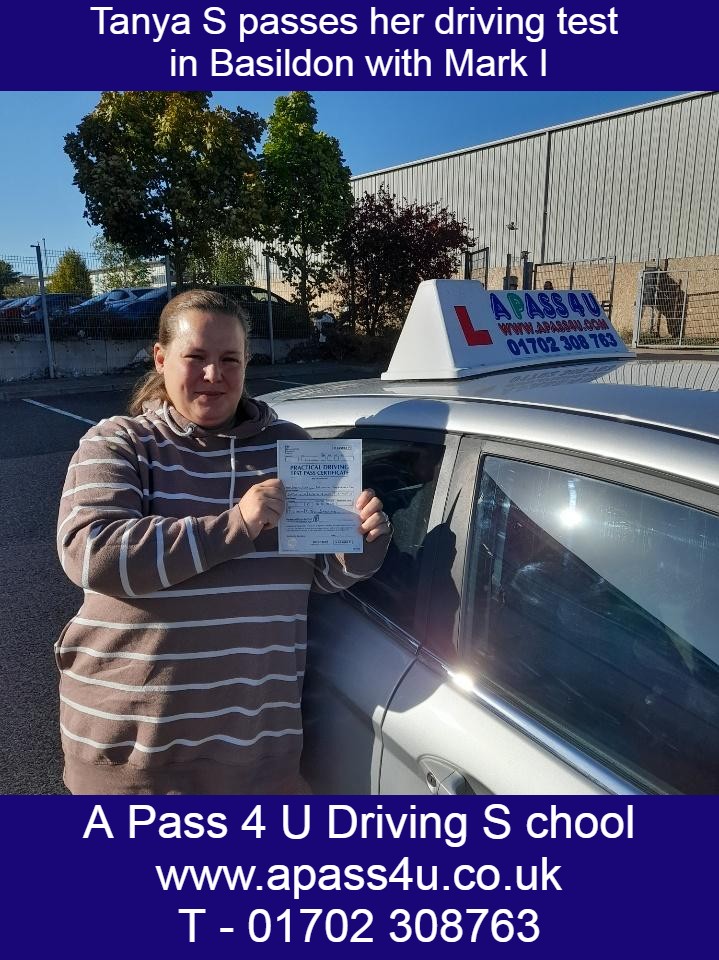 Tanya S in Basildon as she passes her driving test on her driving course with Mark I last week