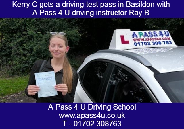 Congratulations to Kerry C who passed her driving test with Ray B in Basildon, Essex. Many congratulations!