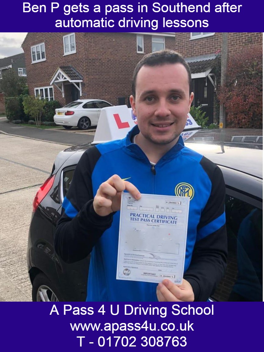Ben P gets an automatic driving test pass after driving lessons with Danny Mc in Southend. Automatic driving lessons with our instructors.