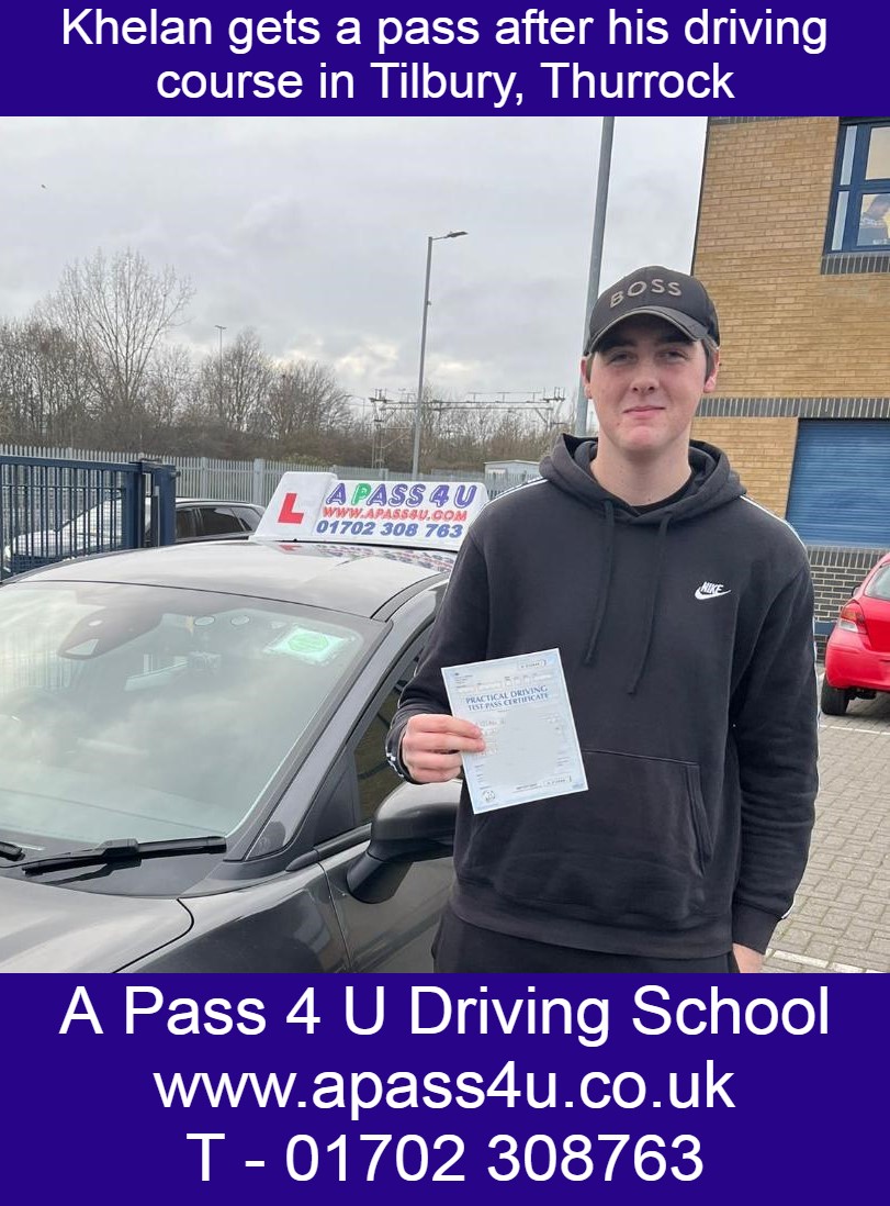 With regular driving lessons in and around Thurrock, Khelan took his driving test at the DVSA Tilbury driving test centre, a 1st time pass.