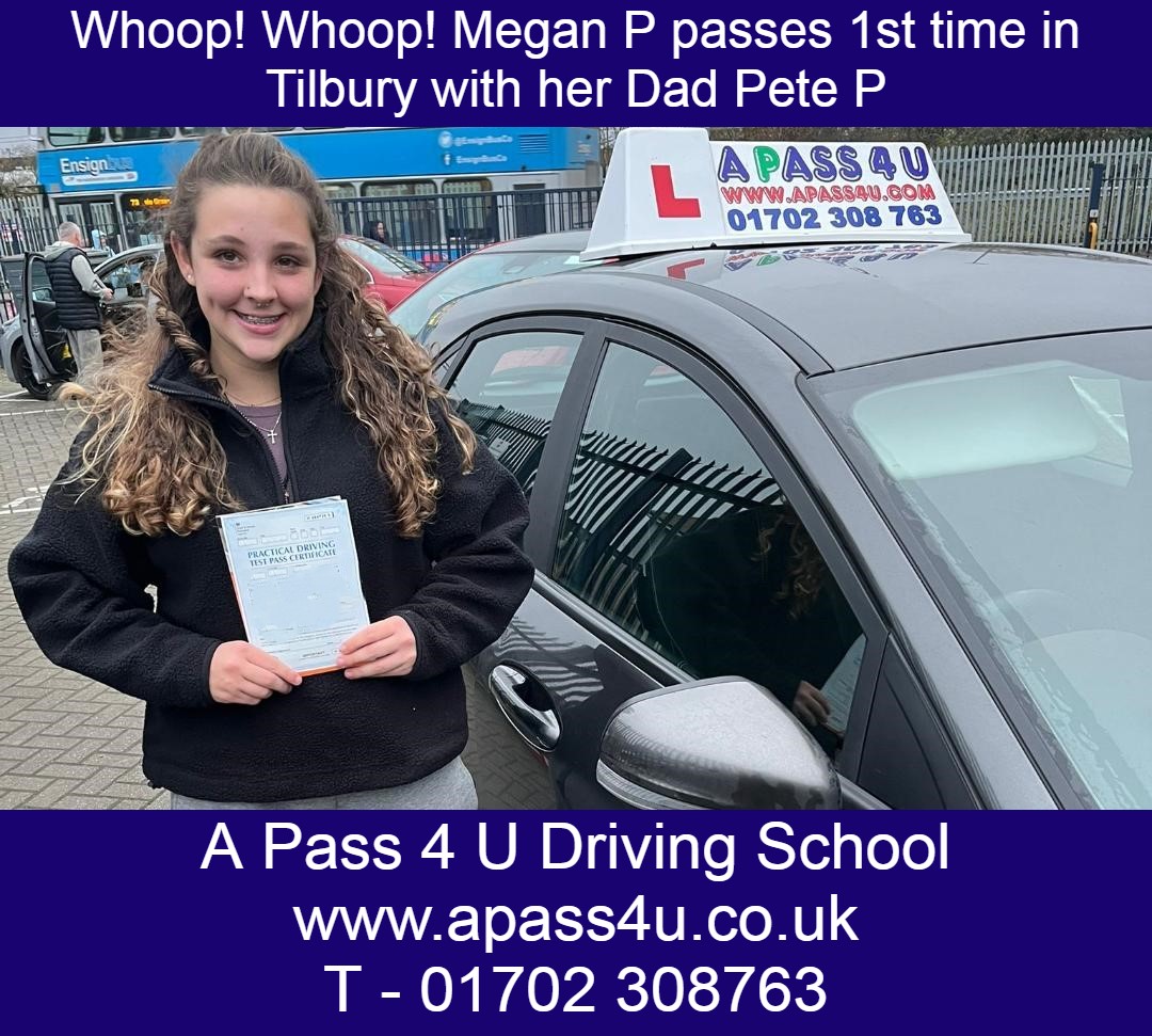 What a result for Megan after she passes her driving test in Tilbury with Pete P. A fantastic result!