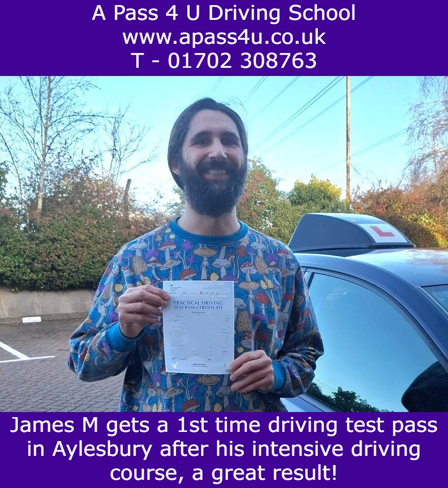 Only 2 driver faults for James M on his driving course with Mark W-J in Aylesbury. In just one week James learnt to drive.
