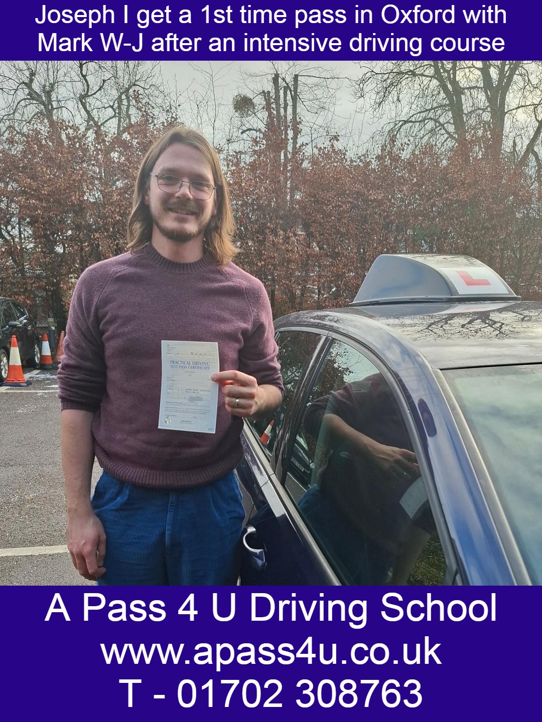 Joseph I gets a pass with Mark W-J after a driving course in Oxford. Our one week driving courses really are getting results.