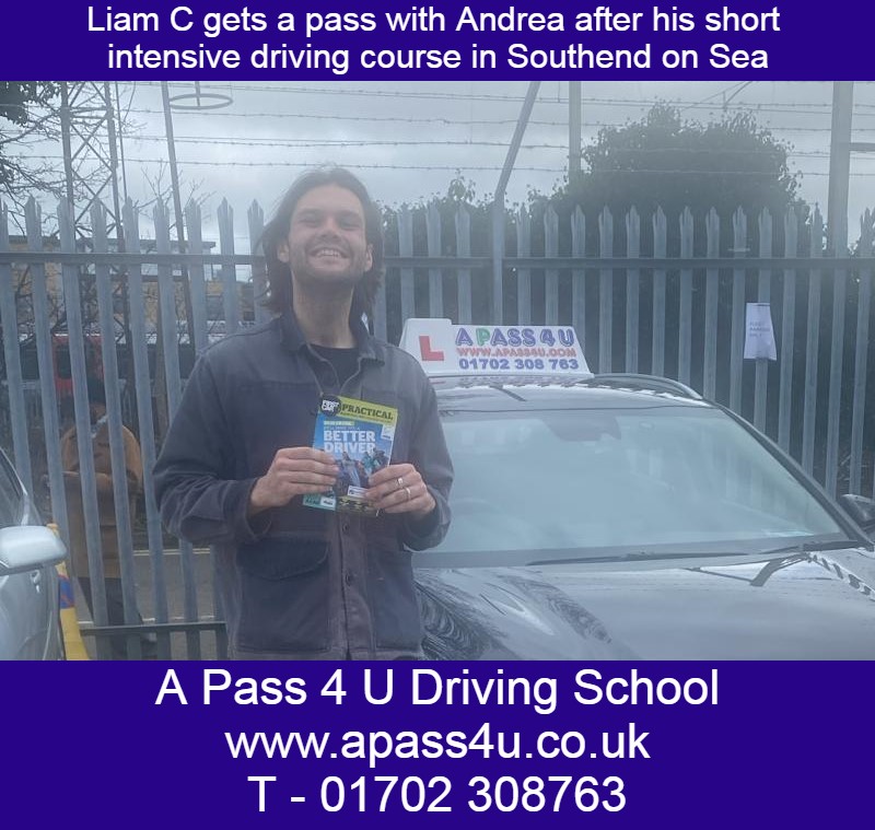 Liam C gets a pass with Andrea after driving course in Southend on Sea, Essex. Our driving courses really do get results.