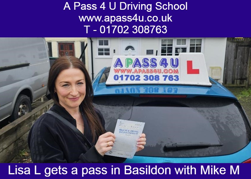 Lisa L gets a pass with Mike M after some brush up lessons in Basildon and the surrounding areas. A great result!