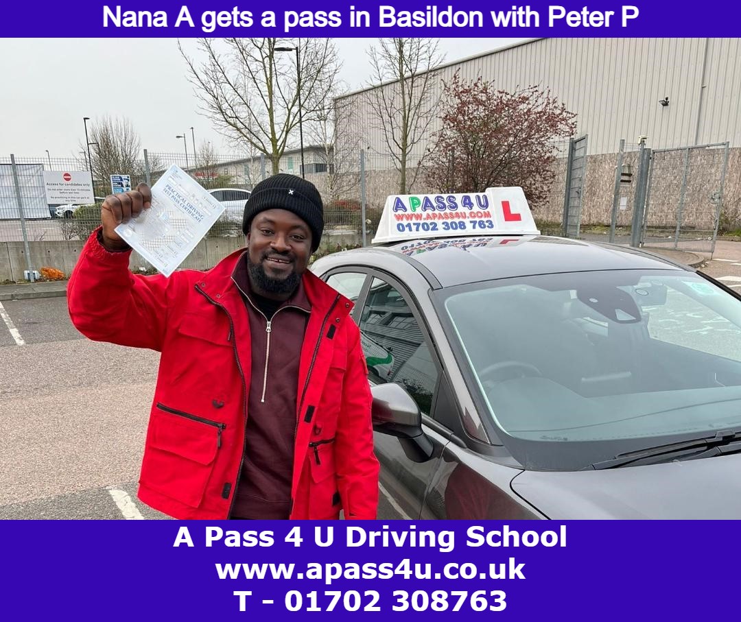 Nana A gets a pass with Pete P after a driving course in Basildon, Essex. For an intensive driving course call now.
