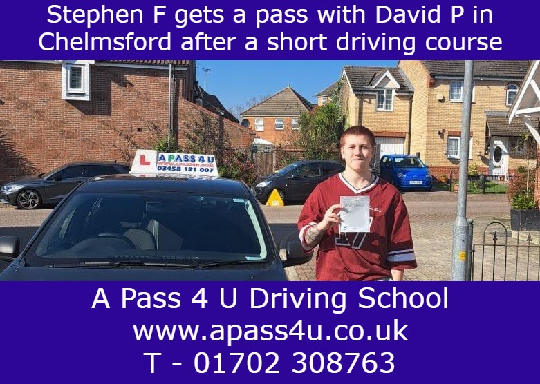 Short Intensive Driving Course works for Stephen F in Chelmsford with David P. Our one week driving courses get real results!
