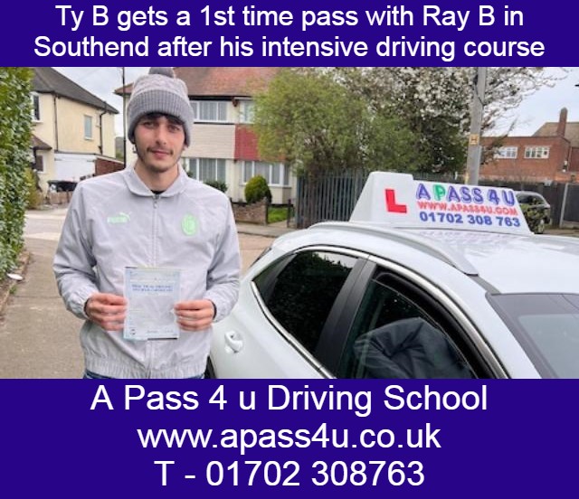 What a great result for Ty B after a driving course in Southend on Sea, Essex with driving instructor Ray B.