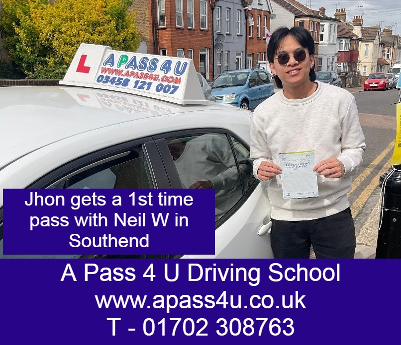 A 1st time pass for Jhon LG after an automatic course in Southend on Sea, Essex with Neil W. A fantastic 1st time pass.