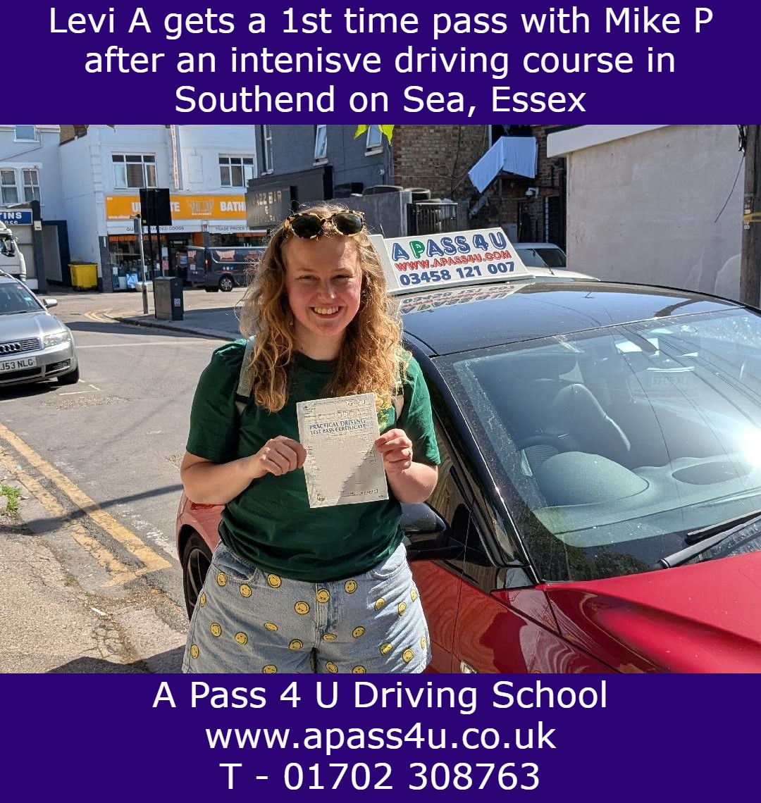 Driving course worked for Levi A with a 1st time pass in Southend on Sea, Essex with Mike P. Driving lessons across Essex available.
