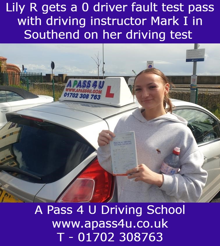 Lily R gets a no fault pass after her driving course with Mark I in Southend on Sea, Essex. What a fantastic result for Lily.