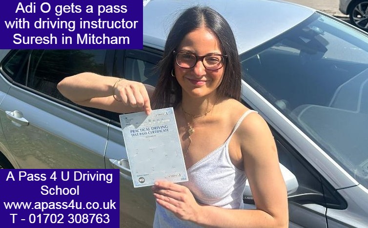 Adi O gets a 1st time pass after her intensive driving course with driving instructor Suresh D in Mitcham, Surrey. Courses available now!