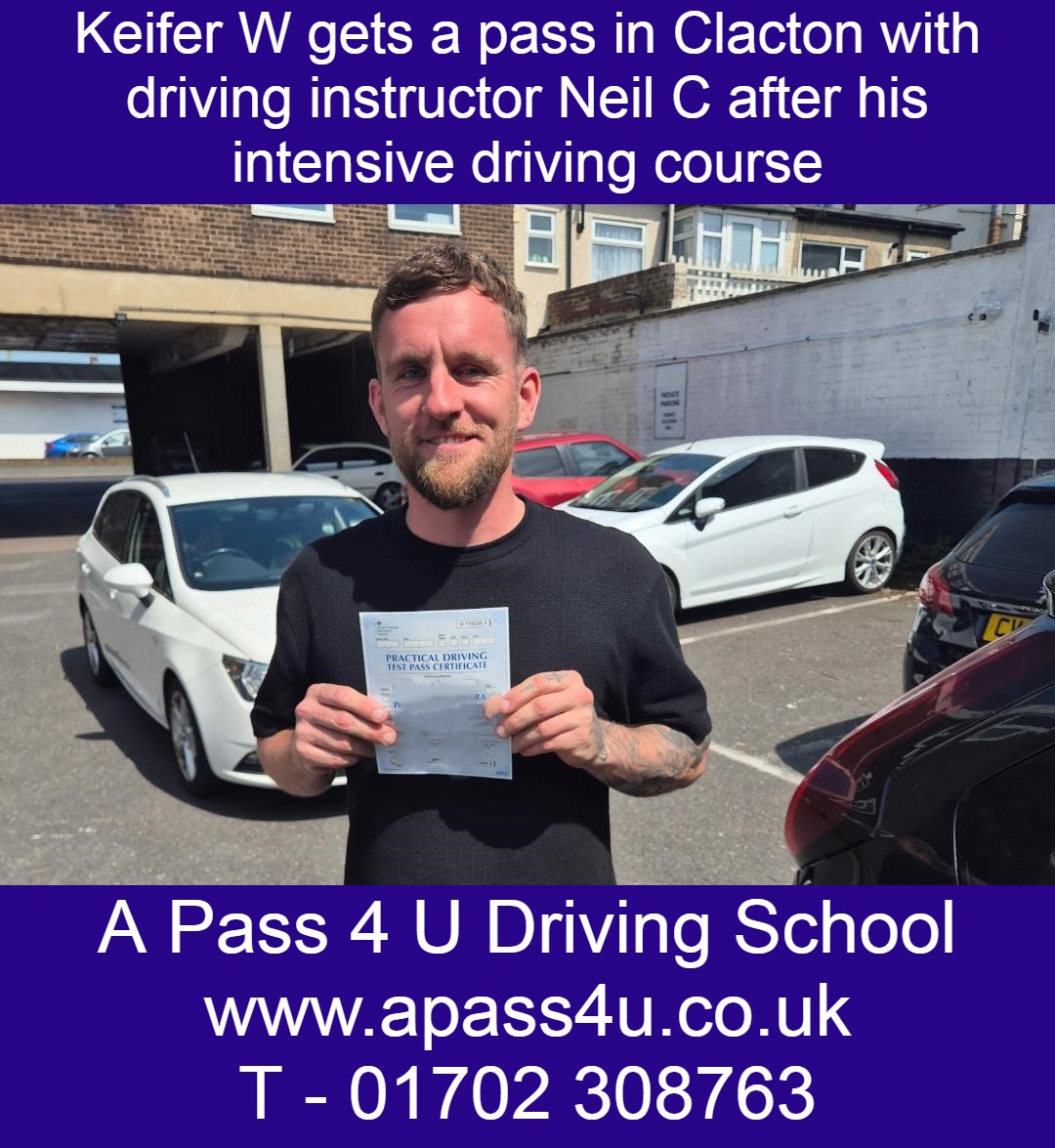 Keifer W gets a pass in Clacton after a short course with driving instructor Neil C. Driving lessons and intensive driving course in Essex.