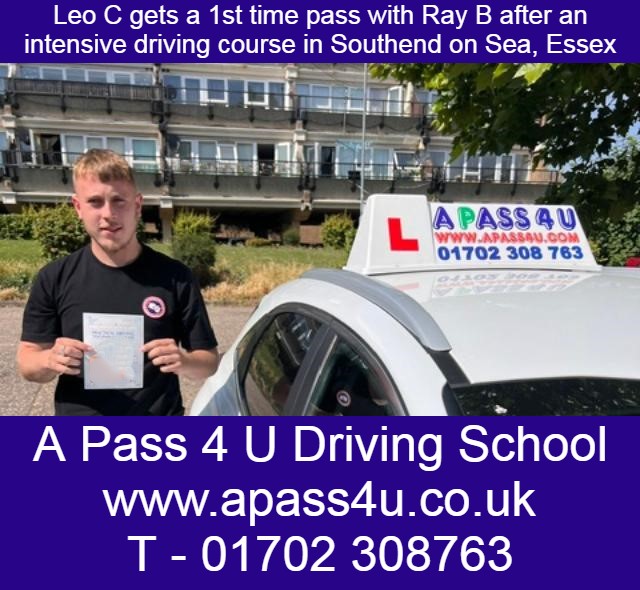 Leo C gets a 1st time pass after his intensive driving course with Ray B in Southend on Sea, Essex. Driver training available across Essex.