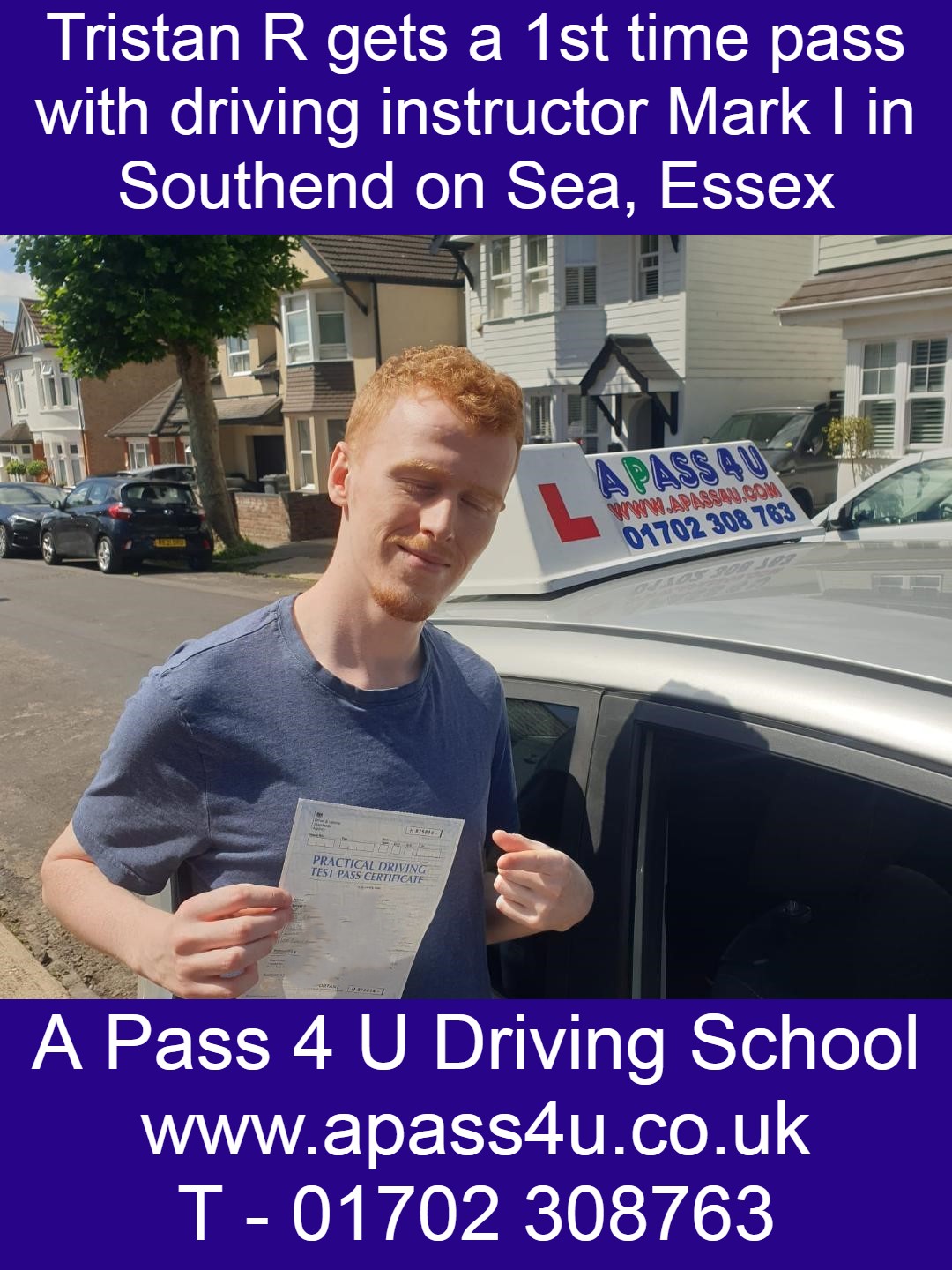 Tristan R gets a 1st time pass with driving instructor Mark I in Southend on Sea, Essex after a short intensive driving course.