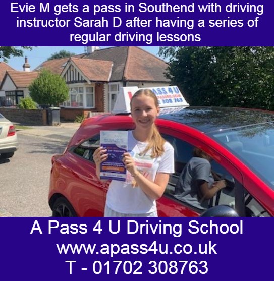 Evie M gets a 1st time pass after driving lessons with driving instructor Sarah D in Southend on Sea, Essex. Lessons available!
