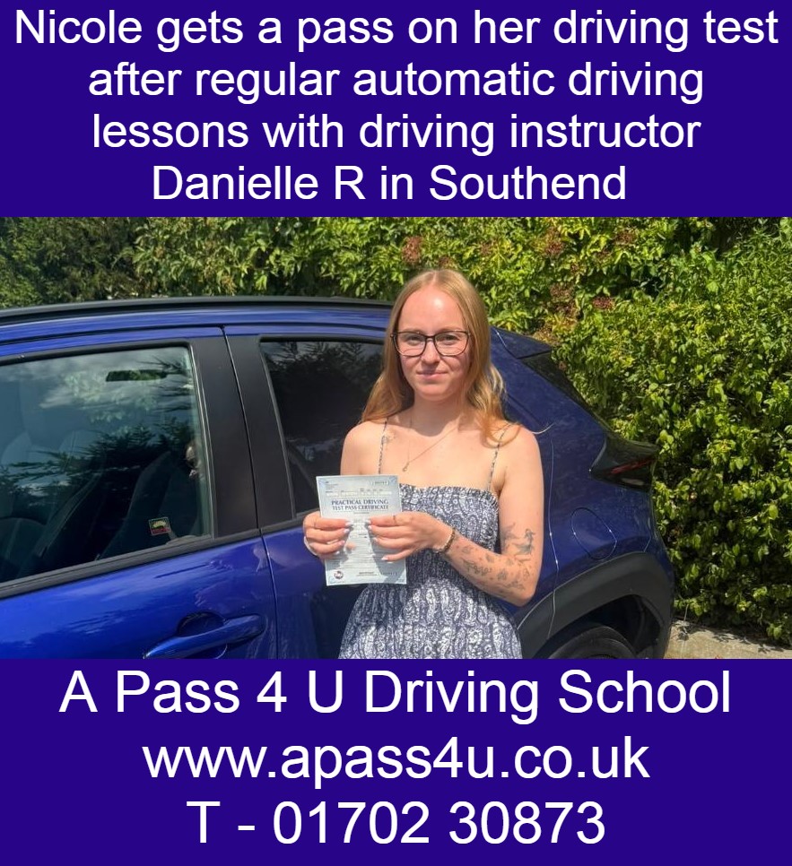 Nicole gets a pass with automatic driving instructor Danielle R in Southend on Sea, Essex. Driving Lessons available now across Essex.