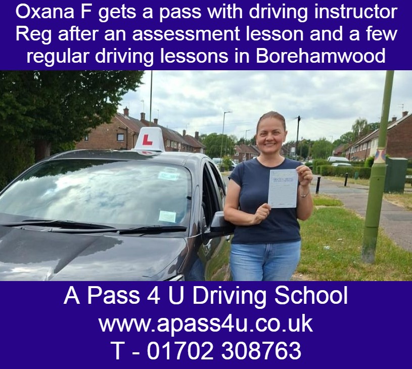 Oxana F gets a 1st time pass after driving lessons with driving instructor Reg in Borehamwood. Driving Courses available now!
