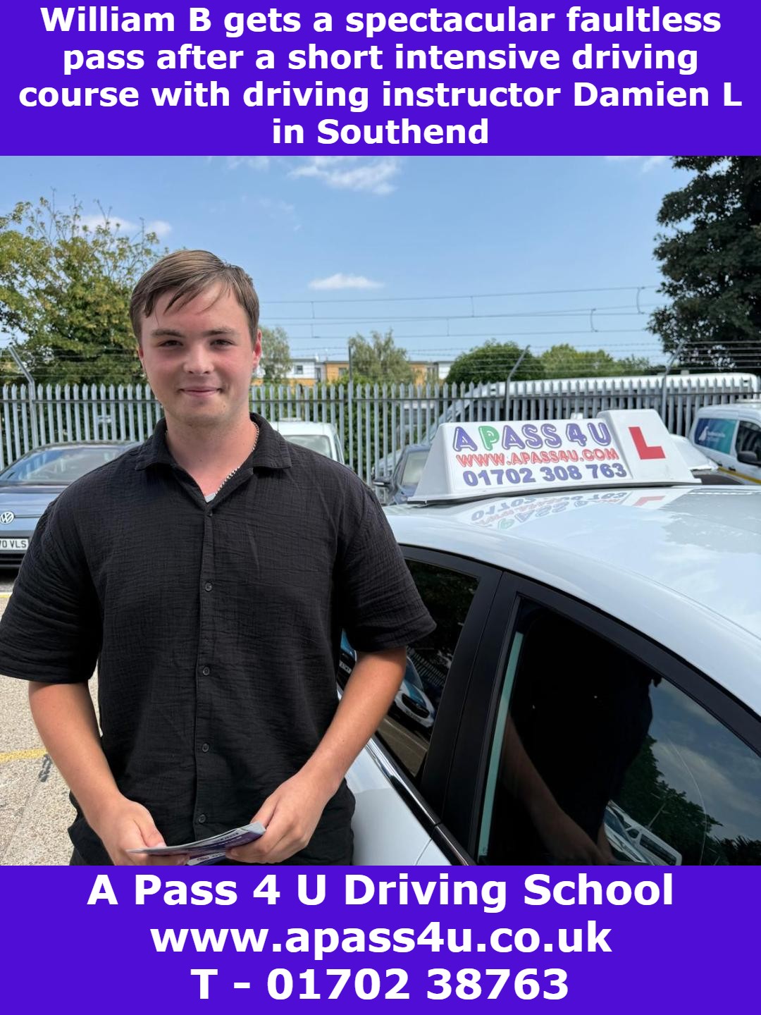 William B gets a perfect drive on his driving test with driving instructor Damien L in Southend after a short intensive driving course.