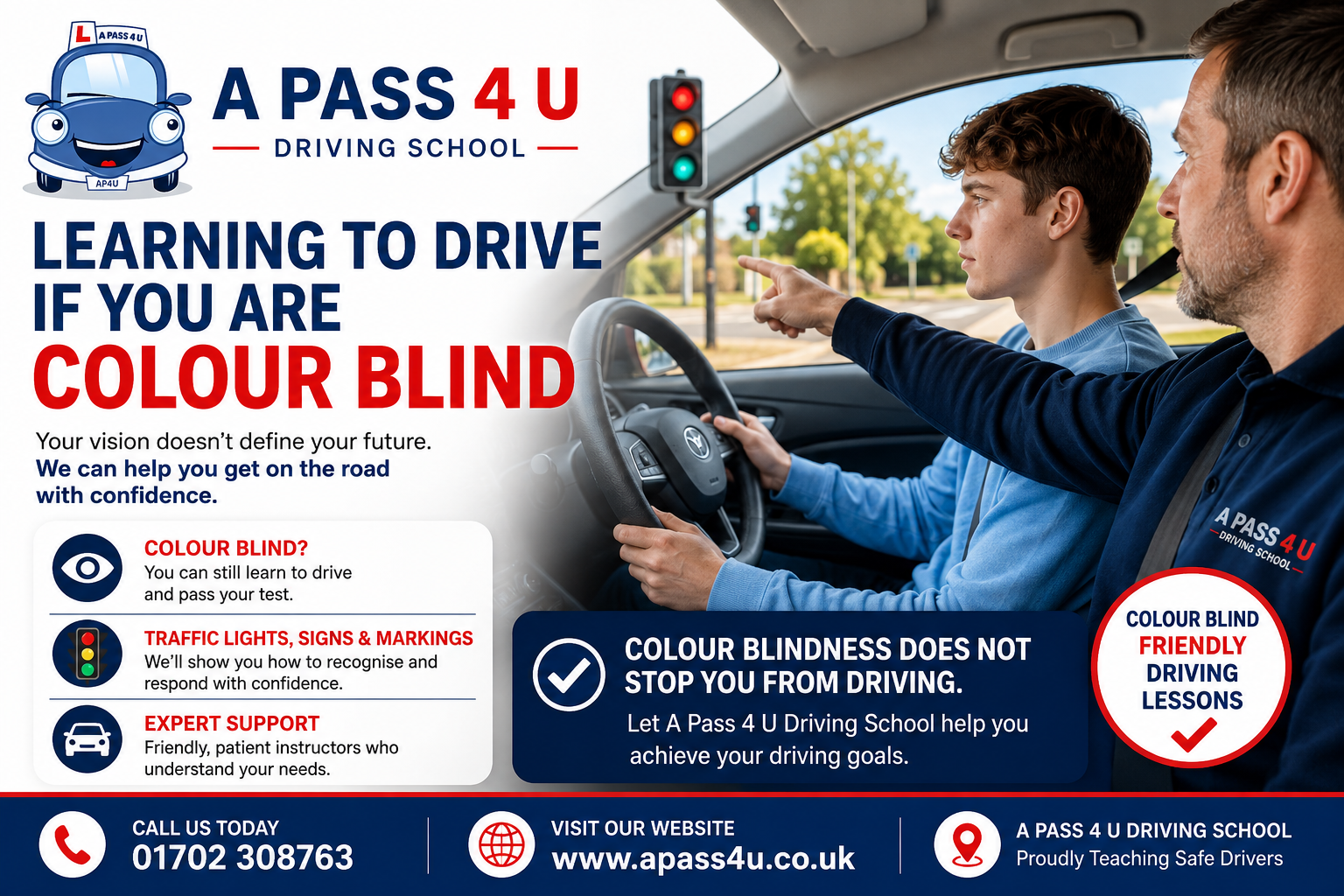 Learning to Drive If You Are Colour Blind, What You Need to Know when learning to drive on your driving lessons around Essex.