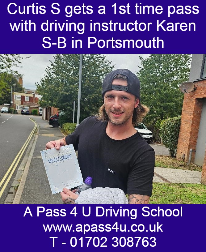 Curtis S gets a 1st time pass on an intensive driving course with the legend that is driving instructor Karen S-B in Portsmouth.