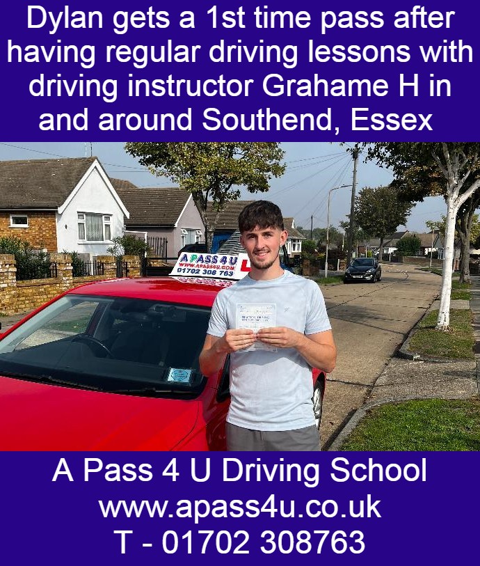 Dylan gets a 1st time pass after driving lessons with Grahame H in and around Southend, Essex. Driving Lessons Available Now!