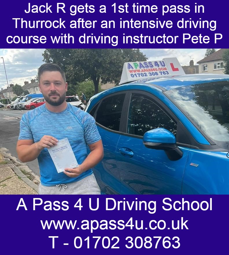 Jack R gets a 1st time pass after his intensive driving course with driving instructor Pete P in Thurrock. Driving Courses available now!