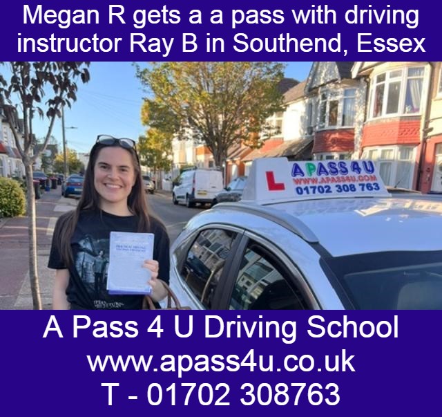 Megan R gets a pass with driving instructor Ray B in Southend on Sea, Essex after a short intensive driving course.
